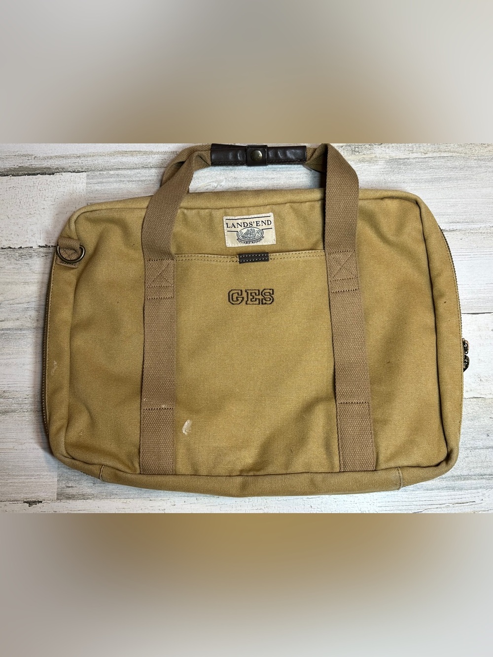 Vintage Lands' End Square Rigger Canvas Briefcase Made in USA Bag: See Descripti